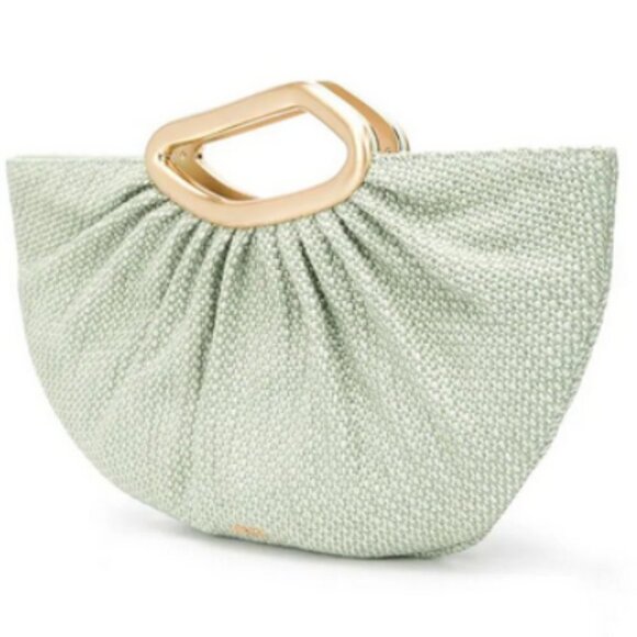 💕CULT GAIA💕 Jada Top Handle Clutch Bag Raffia ~ Mint Green NWT - Picture 5 of 16